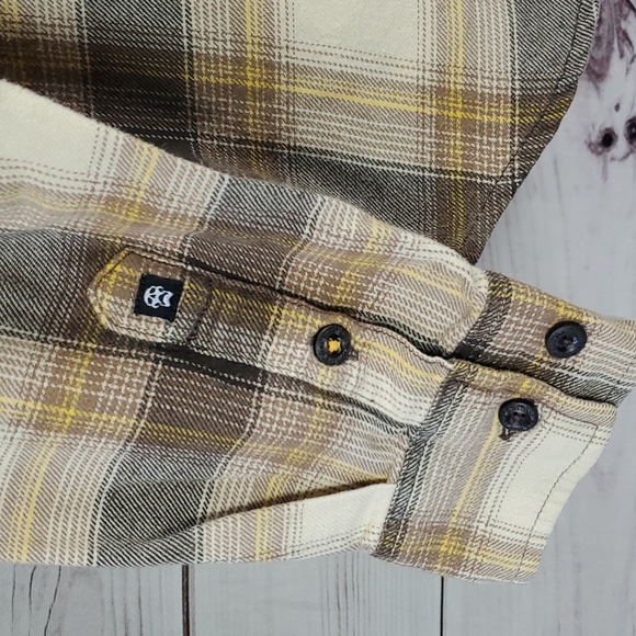 Vans•M flannel shirt button down plaid tan/brown - Picture 6 of 10